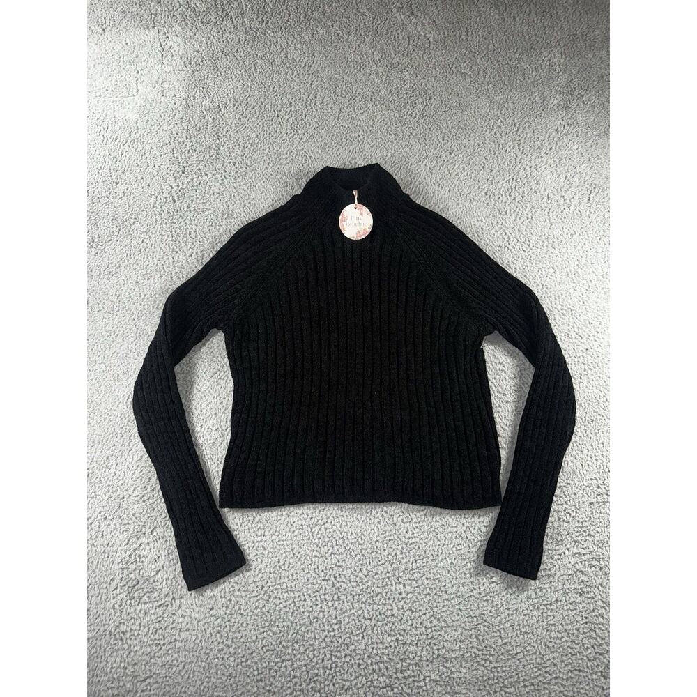Pink Republic Sweater Women XL Cropped Textured Soft Cozy Mock Neck